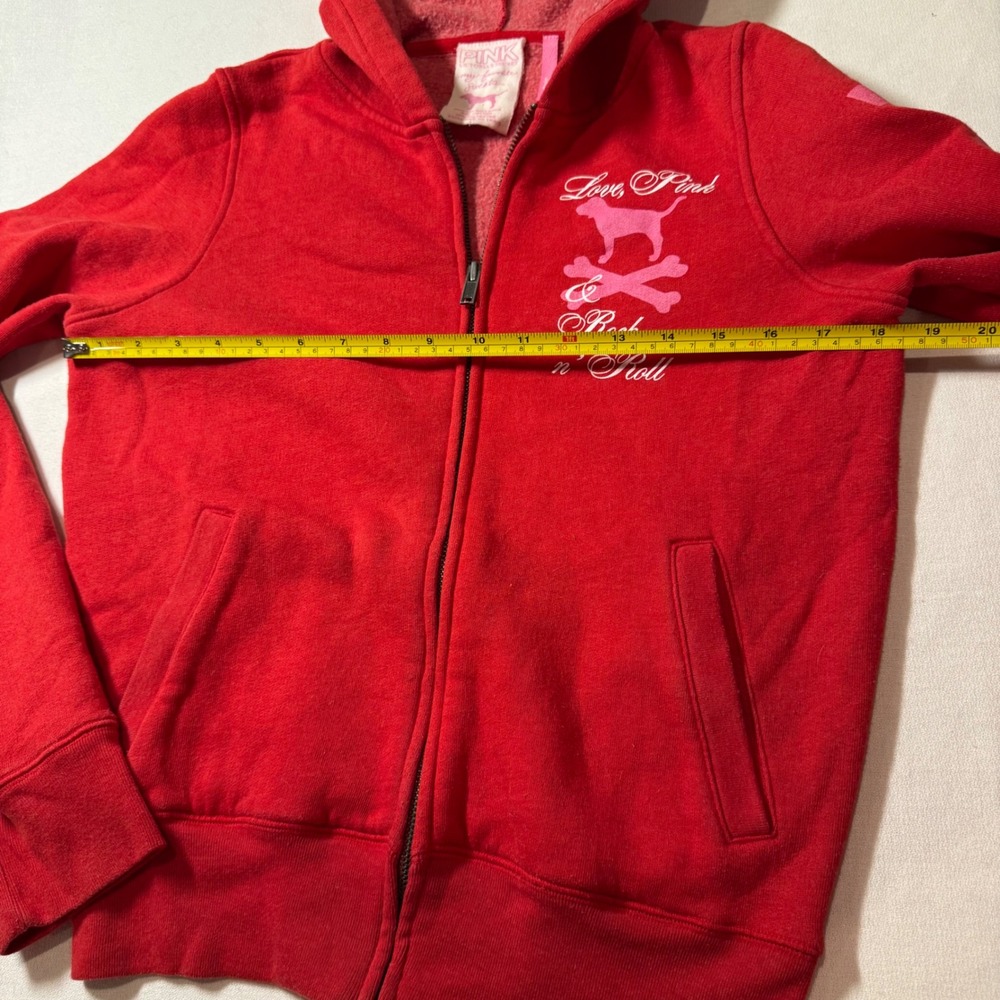 Y2K Vtg RARE Victoria's Secret PINK Love Pink & Rock n' Roll 86 Tour Hoodie Sz S - Picture 5 of 10